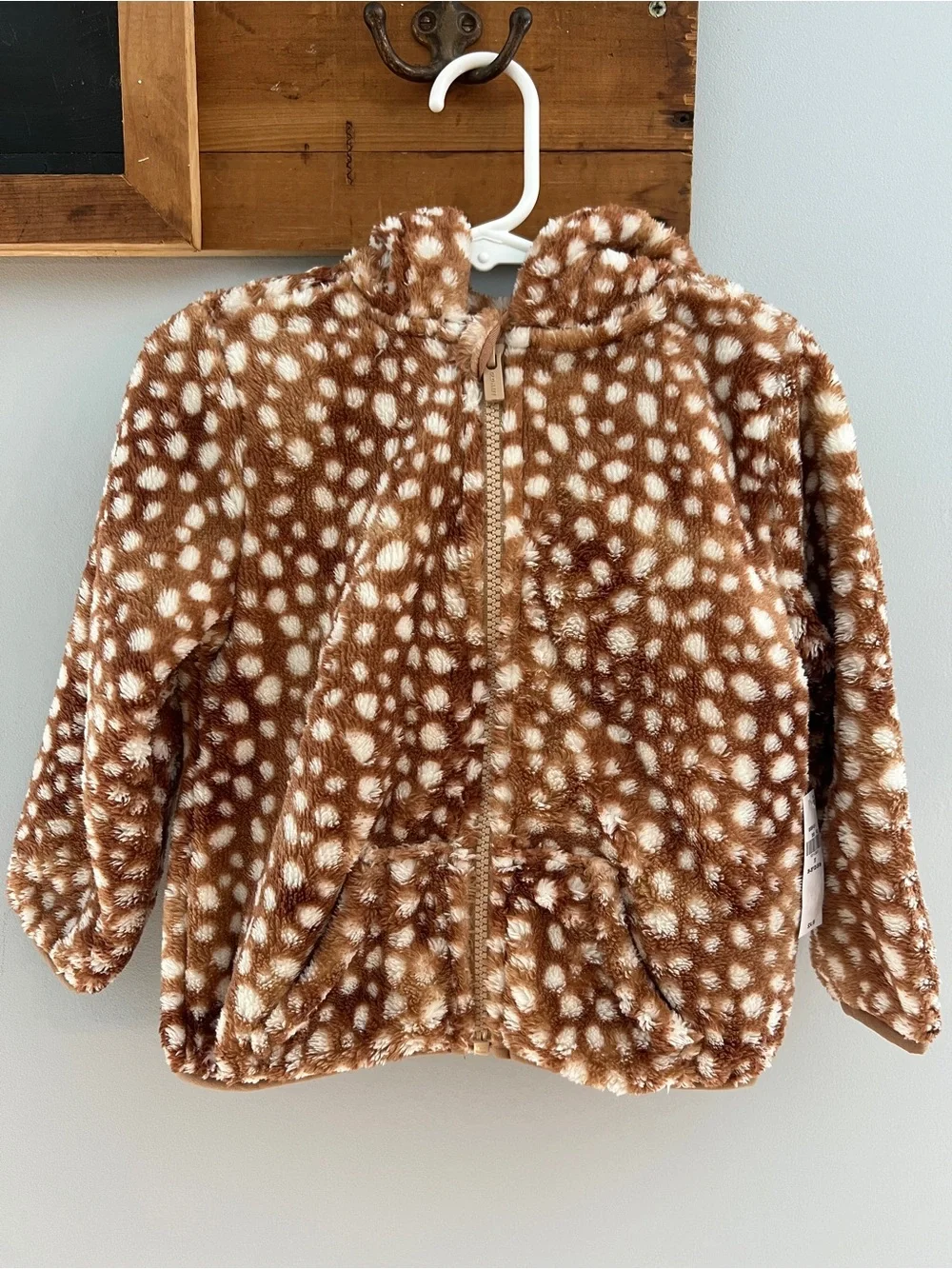 Toddler Size 3T Deer Zip Up Hoodie Jacket Fleece